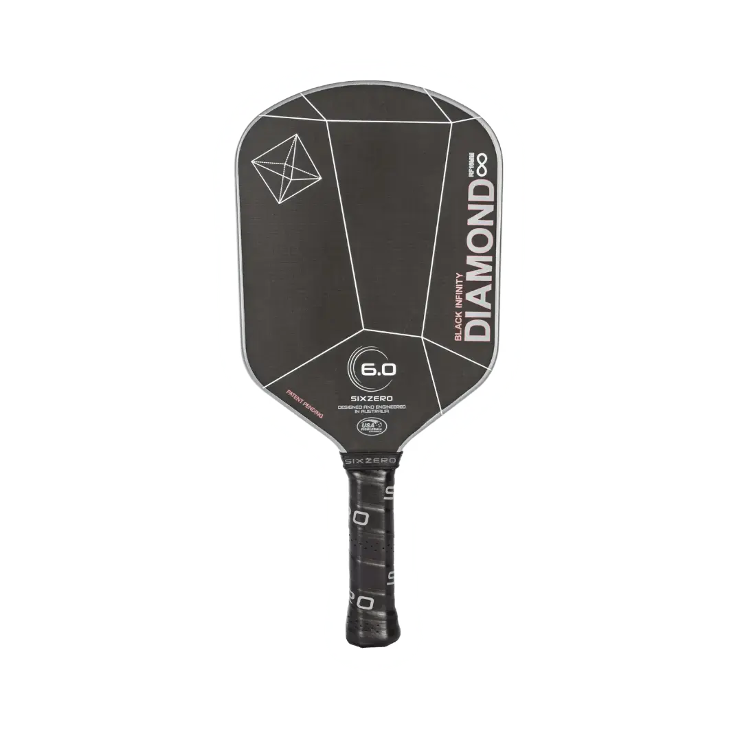 Six.Zero Black Diamond Power Pickleball Paddle - 16mm Thermoformed Carbon Fiber with an Edgeless Flared Shape, Handcrafted for Power & Control