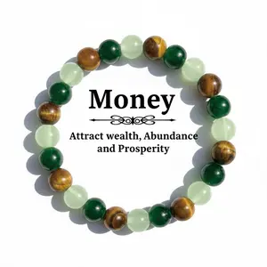 1pc Money Attraction Bracelet with Green Aventurine & Tiger Eye - Solid Unscented Prosperity & Wealth Amulet for Birthday, Anniversary, Summer Vacation & Theme Parties Jewelry Charms Abundance Natural Stone bracelet