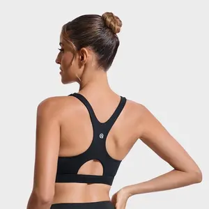 RUNNING GIRL High Impact Sports Bra for Women - Racerback Moulded Cup Workout Bra with Four-Way Stretch Fabric & Cutout Back Design for Running & Yoga #SummerVibes Athletic Fitted