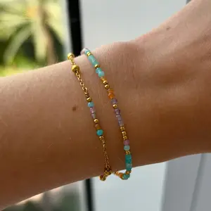 EVRY JEWELS Gold or Silver Plated Women's Pastel Dreams Beaded Bracelets