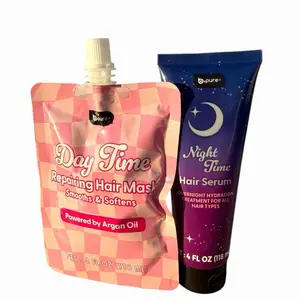 Daytime repairing hair mask 4-oz 118ML and Night time hair 4ML 118ML serum-B Pure Duo, Haircare repair, hair hydration, beauty products, Hair Mask