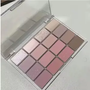 16 Color Matte Eyeshadow Palette in Cherry Blossom, Low Saturation Shades, Long-Lasting and Blendable for Daily Everyday Use