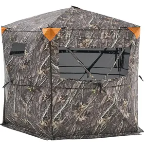 【Father's Day】VEVOR Hunting Blind,  6-7 Person, 288 Degree 5 Side See-Through Ground Blinds with Carrying Bag, Portable Camouflage Tent, Durable Concealed Shelter with Silent Zipper Door and Window, for Turkey Deer