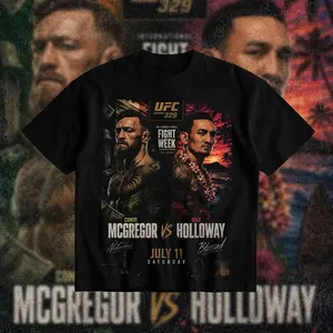 UFC 329 Conor McGregor Vs Max Holloway Heavy Cotton T-Shirt UFC Graphic Tee MMA Combat Sports Fan Shirt UFC Fight Week Shirt Gift for Men Women American Made Fightwear