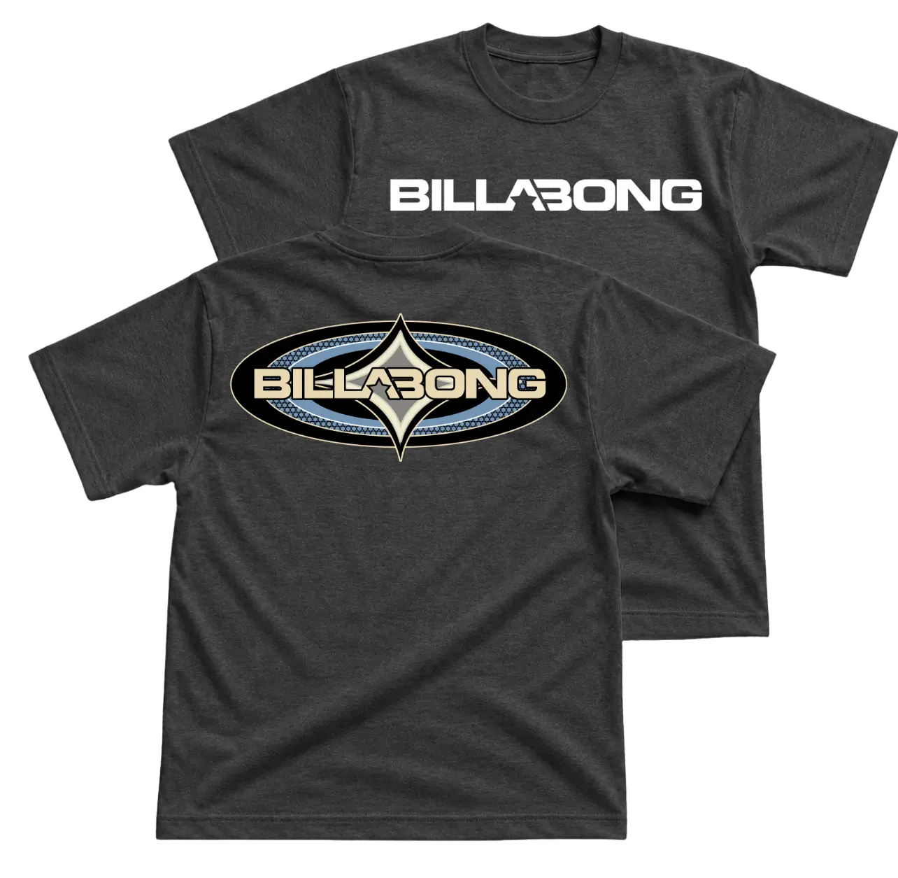 Billabong Surf Logo T-Shirt, Classic Billabong Graphic Tee With Oval Wave Badge Back Print, Front Chest Billabong Wordmark Shirt, Coastal Beachwear Outfit, Retro Surf Apparel Gift for Men and Women