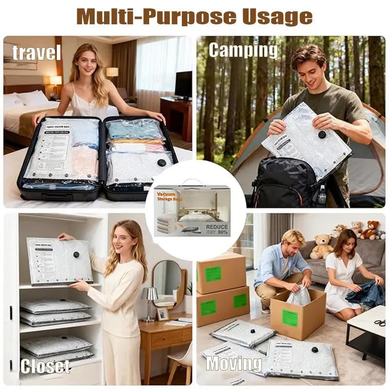 [2026 Upgraded] Rechargeable Vacuum Compression Bags Set, Waterproof Reusable Space Saver Bags for Travel & Home Storage, Mother' s Day Gift Idea