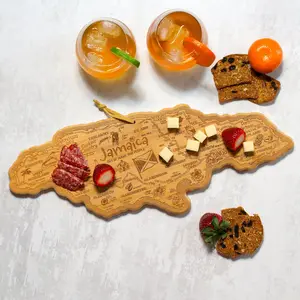 Totally Bamboo Destination Jamaica Cutting Board, Charcuterie & Serving Board | Laser Engraved Bamboo Map with Hang Tie for Wall Art | Jamaican Kitchen Gift & Decor