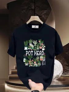Plant Lovers and Gardeners: Succulent Plant Pattern Short Sleeve T-Shirt, Breathable Fabric