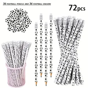72 piece football pencil and eraser set, suitable as a birthday gift, prize, lottery, carnival reward