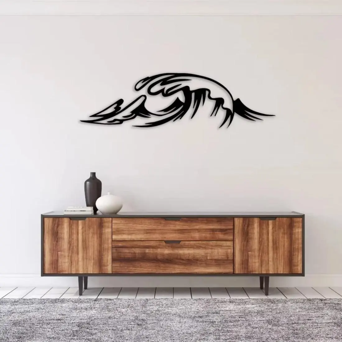 Sea Wave Pattern Metal Wall Art, Rust-free Wall Decor, Elegant Hanging Wall Art for Living Room and Coastal Themes