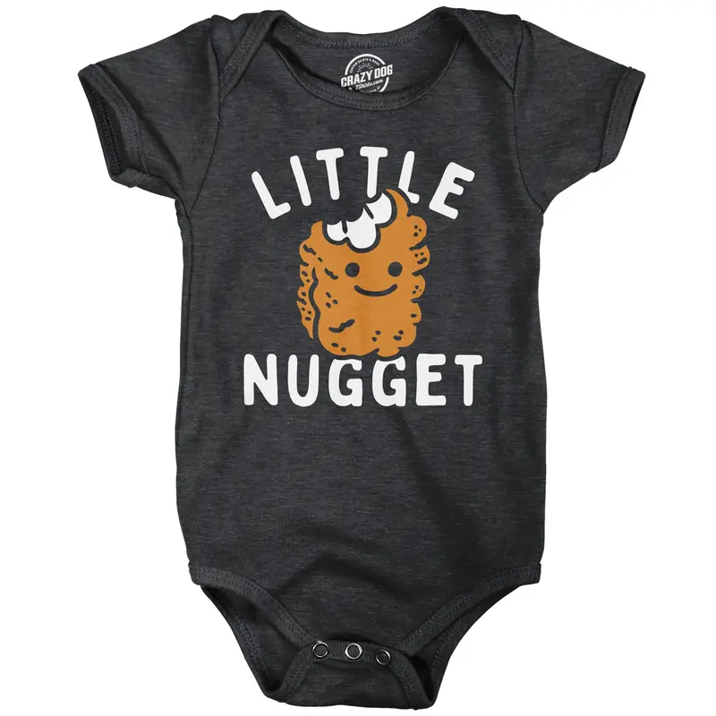 Little Nugget Baby Bodysuit Funny Sarcastic Chicken Nuggets Graphic Novelty Jumper for Infants Funny Baby Onesies Sarcastic Clothes for Baby Funny Food Onesie Novelty Onesie Black -