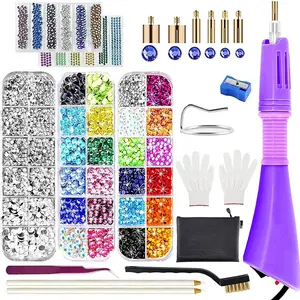 Hotfix Applicator, Bedazzler Kit with 5784 PCS Rhinestones for Crafts, DIY Hot Fix Rhinestone Applicator Wand Setter Tool with 7 Tips, 6 Pattern Templates, Gloves, Tweezers & Cleaning Brush