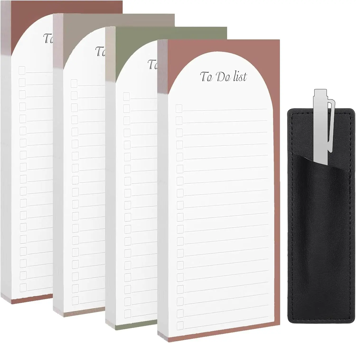 4 Pack   for Refrigerator with Pen Holder, Totally 200 Sheets  Fridge Notepad  Shopping List Pad for Fridge(Morandi Design)