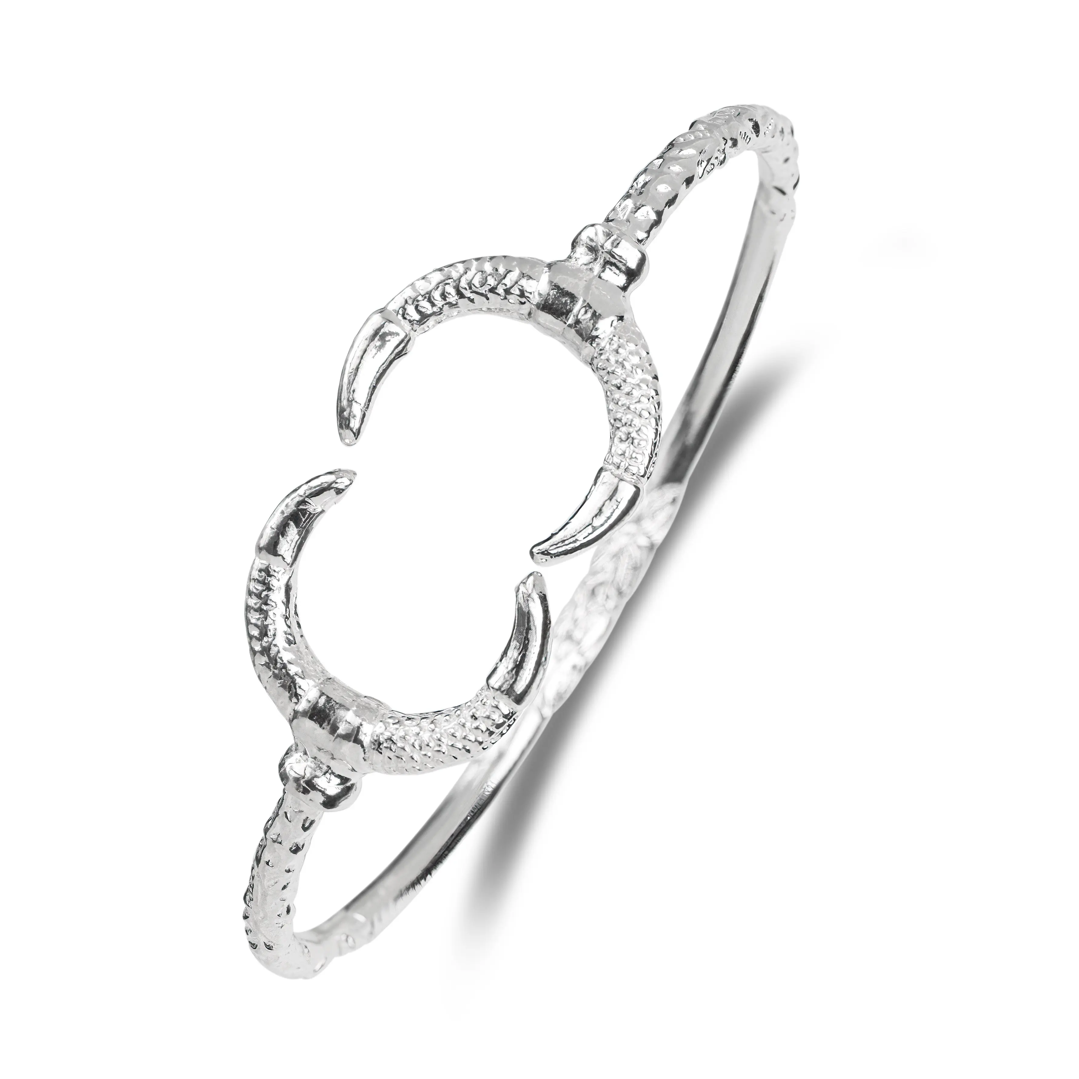 Crescent Moon .925 Sterling Silver Horn Bangle, Crescent Moon Bracelet, 1 Piece