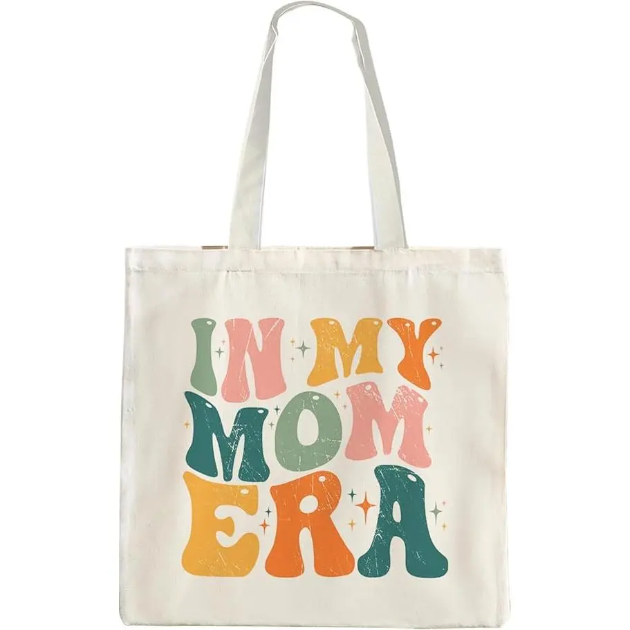 Great Grandma Mom Aunt Canvas Tote Bag, New Nana Auntie Gifts from Grandkids Daughters Sons,In My Mom Era Gifts