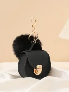 Mini Earphone Bag Charm, Lock Buckle Plush Ball Pendant, Fashion Versatile Handbag Accessory, Women's Bag Charms & Pendants, Charms For Bags