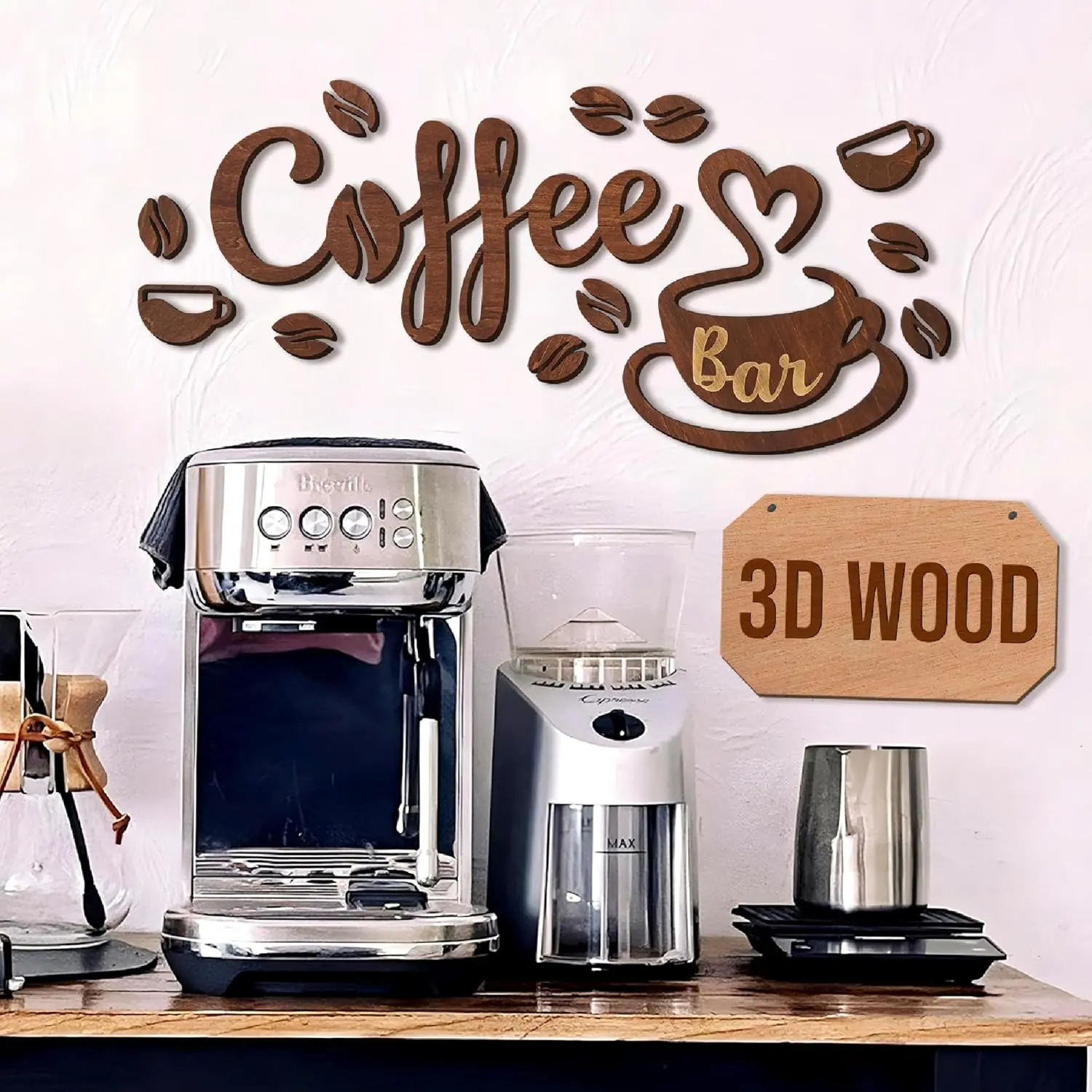 Small Coffee Bar Sign Decor - Vintage Coffee Signs For Coffee Station Decor, Farmhouse Coffee Decorations For Coffee Bar Decor Accessories, Wood Cafe Sign Coffee Wall Decor For Kitchen Home Wooden