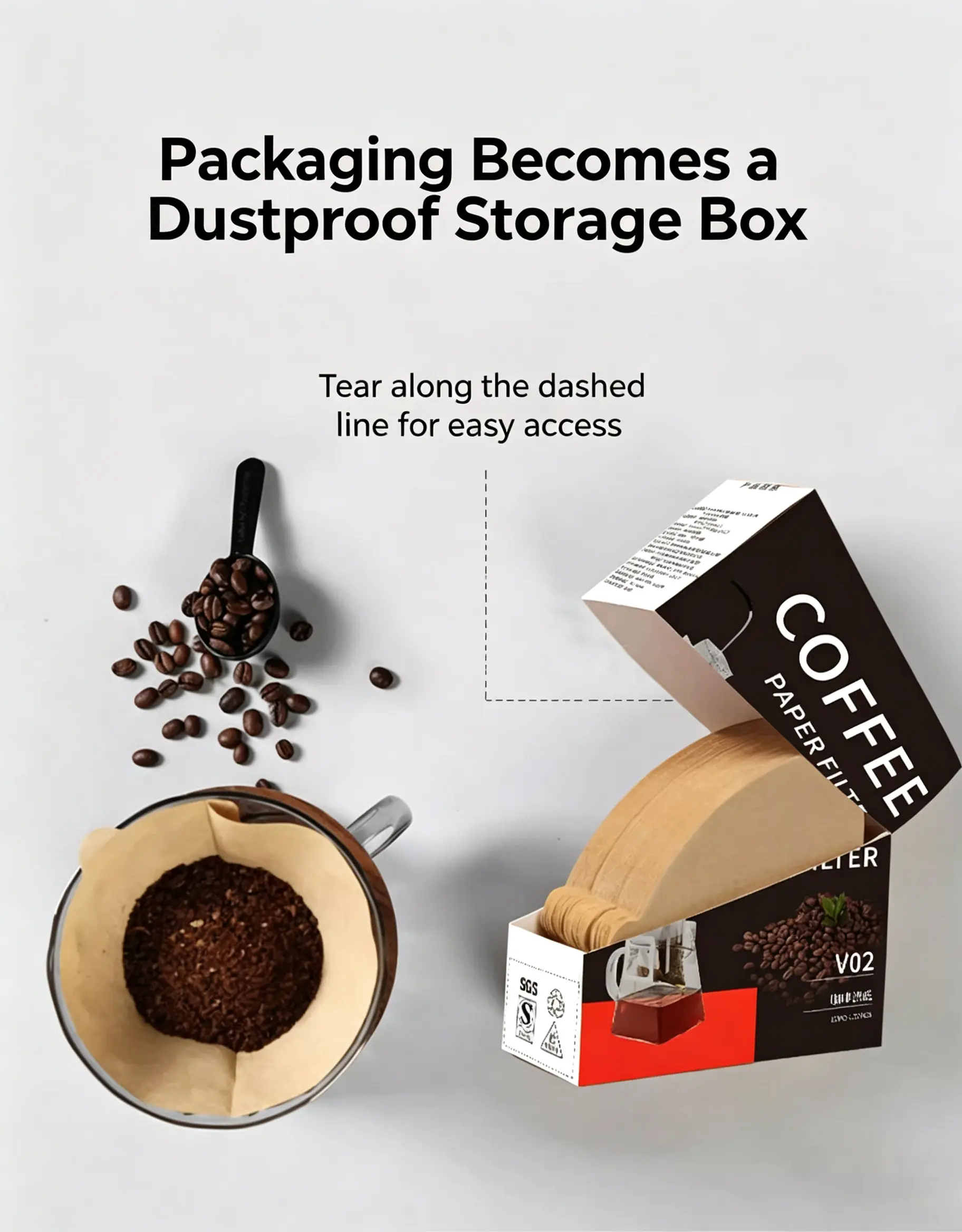 Coffee Filter Papers, Unbleached Natural Wood Pulp Cone Coffee Filters, No Adhesive, for Pour Over Drip Coffee