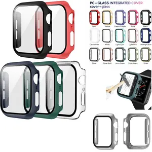 HISTORYOO Full Screen Protector Bumper Case For Apple Watch 11 10 9 8 7 6 5 4 3 SE 3 2 Ultra Series Hard PC cover built-in Screen Protective Ultra-Thin Tempered Glass Film 360 degree overall protection colorful Frame for  Watch 38 40 41 42 44 45 46 49mm