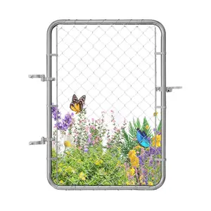 fathersdaygift VEVOR Chain Link Fence Gate, 32x 46 in, Adjustable Chain Link Fence Panel, Fit 2-4 ft (W)x 4 ft (H) Garden Fence Gate Opening, Rust-Resistant Galvanized Fencing Gate for Farm Posts Not Included