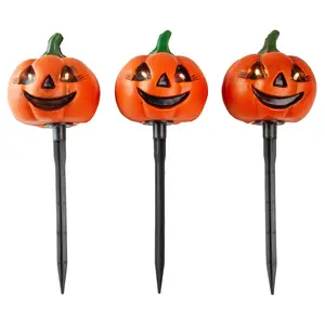 Northlight S/3 Lit Jack-o-Lantern Halloween Pathway Markers