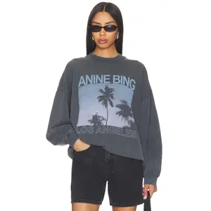 ANINE BING Miles Palms Sweatshirt in Washed Grey