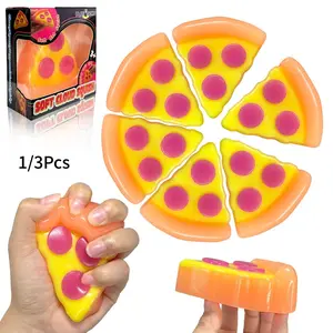 1/3 Pack Pizza Squeeze Toy, Sensory Stress Relief Toy, Soft Cake Pressure Ball, Birthday Party Gift, Anxiety Relief Toy