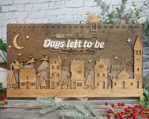 Personalized Christmas Countdown Advent Calendar For Kids and Adults Handmade Farmhouse Decor Days Left to Be Naughty or Nice Customizable Rustic Charm christmas  decorations
