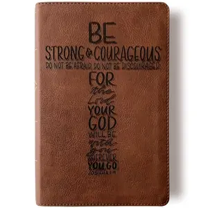 Personalized NIV  Passaggio Bible - Brown - Be Strong and Courageous - Hand Lettered and Engraved
