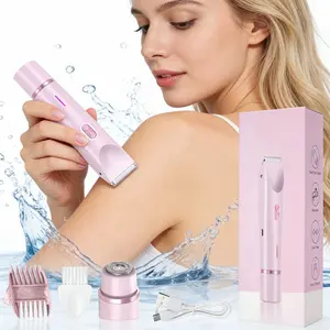2 in 1 Electric Hair Shaver Kit, 1 Box Waterproof Hair Remover with Accessories, Body & Face Hair Grooming Tool for Women, Rechargeable Hair Removal