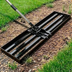 Lawn Leveling Rake, 30"x10" Heavy Duty Lawn Leveler with 72" Stainless Steel Adjustable Handle, Effort Saving Leveling Tool for Soil, Dirt, Sand, Backyard, Garden & Golf Course