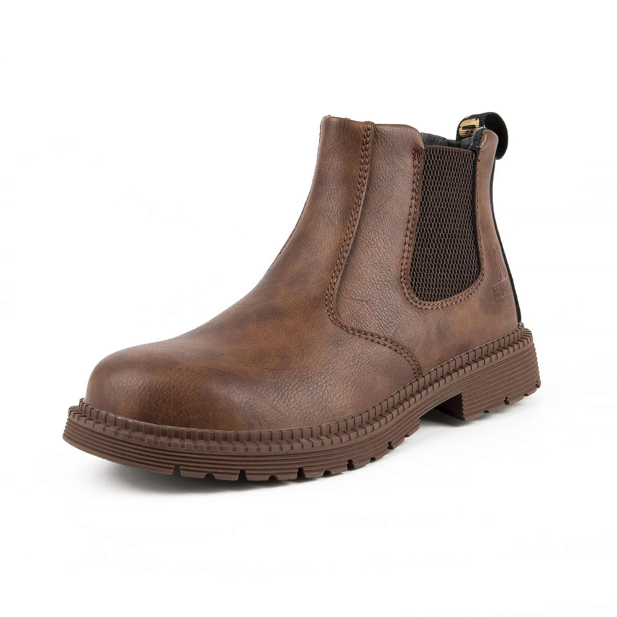 Men's Steel Toe Work Boots Leather Waterproof Work Shoes Anti Slip Safety Shoes