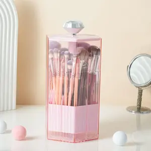 Makeup Brush Holder, 1 Count Dustproof Makeup Brush Storage Box with Lid, Makeup Tool Organizer, Cosmetic Brush Holder, Makeup Organizer