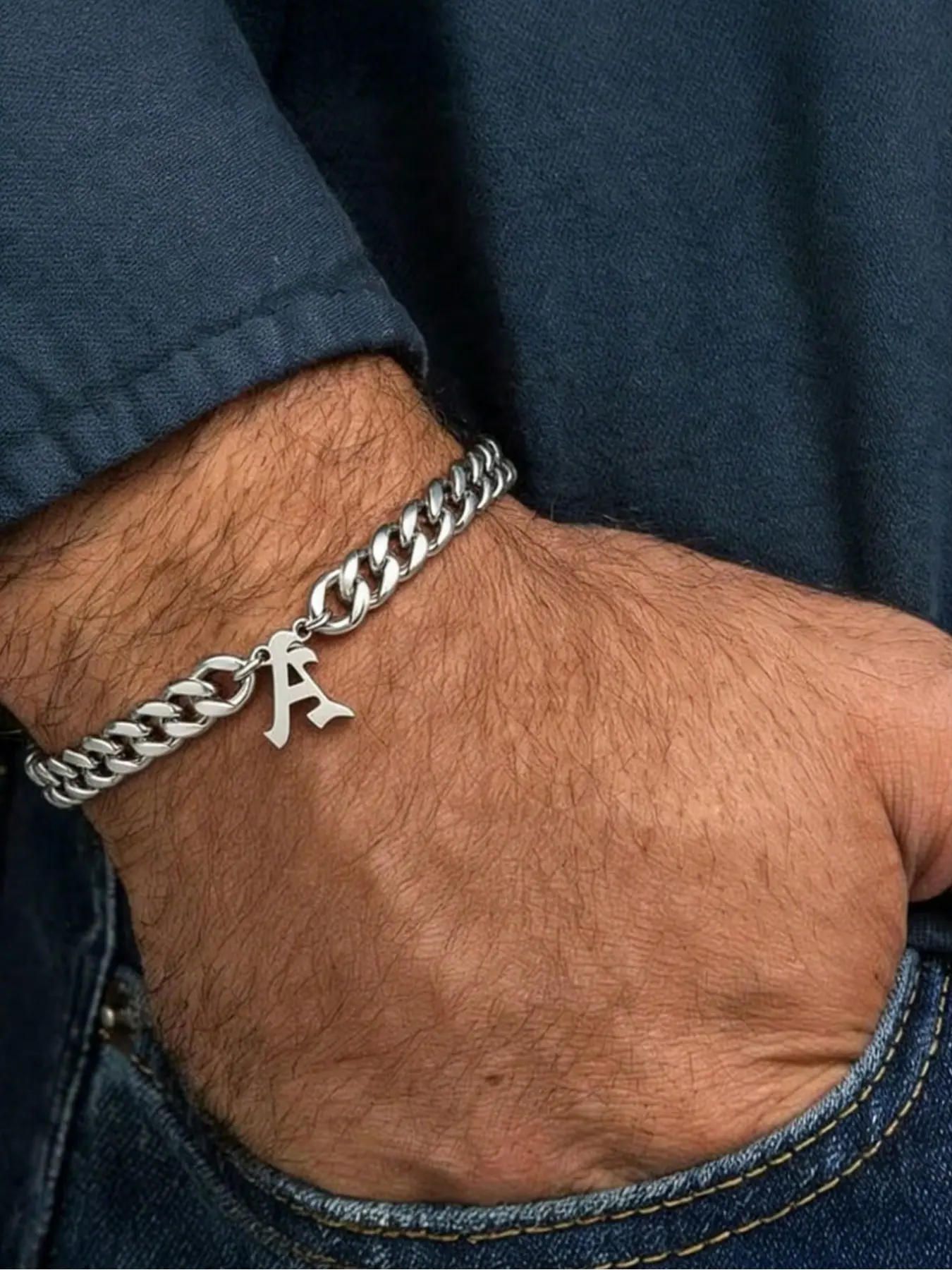 Stainless Steel Bracelet with Engraved Pendant, Adjustable Chain, Durable Simple Men's Jewelry, Ideal Gift for Boyfriend Husband Christmas New Year, Adjustable Bracelets