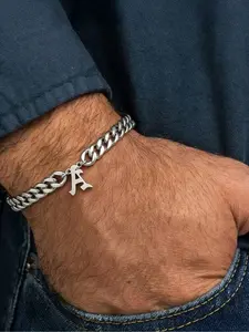 Stainless Steel Bracelet with Engraved Pendant, Adjustable Chain, Durable Simple Men's Jewelry, Ideal Gift for Boyfriend Husband Christmas New Year