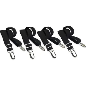 Long Bed Sheet Clips,Adjustable Bed Fitted Sheets Mattress Holder Straps Suspender Fastener,4 Pieces (Black)