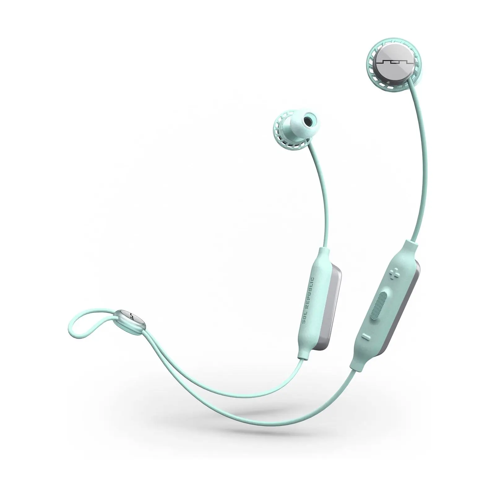 Sol Republic Relays Sport Noise Cancelling Rechargeable Batteries In-Ear Smart Earbuds, Water-Resistant Wireless Bluetooth Headphones, Mint, Rechargeable Batteries In-Ear Headphones