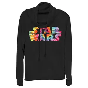 Junior's Star Wars Tie-Dye Logo Cowl Neck Sweatshirt