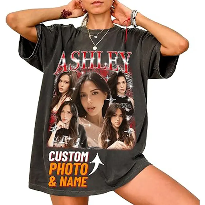 GIANT BIG HANDS Custom Bootleg Rap Hologram T-Shirt Personalized 90s Graphic Tee with Custom Face and Name Birthday Gift for Him or Her Vintage Rap Trendy Streetwear Style Unique and Fun Gift Idea Unisex Fit Made to Order Bold Personal Look All Seasons