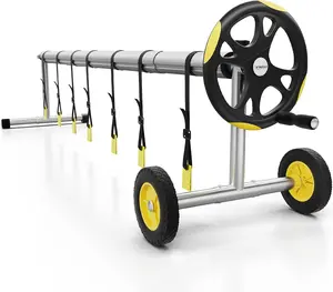 VINGLI Pool Cover Reel Set Pool Solar Cover Reel for Inground Swimming Pool, Aluminum Solar Swimming Inground Cover Blanket Reel (Upgrade) (14/18/21 Feet)