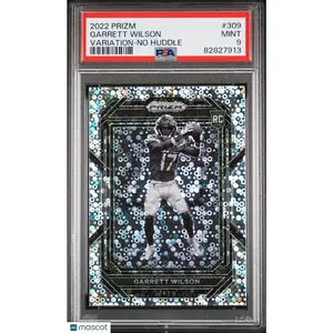 2022 Panini Prizm Variation-No Huddle #309 Garrett Wilson Rookie Card PSA MINT 9
