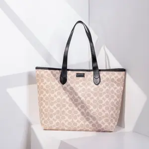 Light Brown Circle Pattern Synthetic Leather Minimalist Tote Bag Casual and versatile style, practical for daily outings and shopping. Suitable for office workers and students.