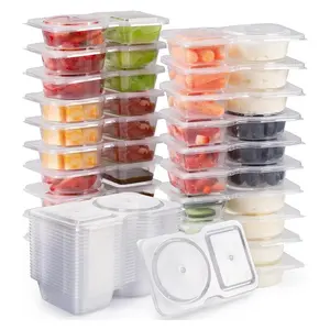 10 Sets Reusable Snack Container with Lid, Double Compartment Snack Box,Portion Control Snack Box for Camping,Kitchen Utensils & Gadgets,Stackable Storage Containers,Food Storage Containers