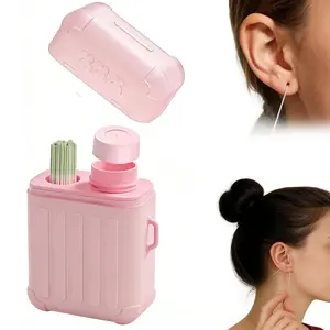 240pcs Ear Hole Cleaner, 2-in-1 Portable Perforation Cleaning Kit, Including 240 Disposable Nose and Ear Perforation Cleaner Dental Floss and 15ml Daily Care Travel Container