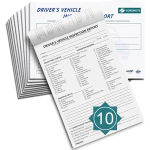 Detailed Driver's Vehicle Inspection Report 10 Pack Pre-Trip Inspection Book for Trucker 2-Ply Carbonless 35 Sets of Forms per DVIR Log Book 8.5" x 5.5"