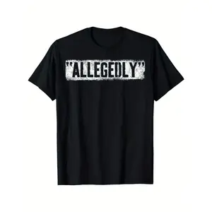 Mens Allegedly Graphic Tee Vintage Washed Letter Print Short Sleeve Crewneck Streetwear Oversized Casual Cotton T Shirt For Everyday Outfit Summer