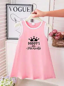 Girls' Sleeveless Dress Set, Soft Princess Style Home Two-Piece, Elegant Loose-Fitting Clothing for Kids, Princess Theme