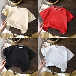 1/2PCS  100% Cotton Short-Sleeve T-Shirt Unisex Summer Clothing Solid Color Top