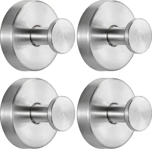 Waterproof Stainless Steel Suction Cup Hook, Heavy Duty No Drill Towel Hook for Bathroom Shower Door & Kitchen Glass, Reusable Vacuum Wall Hook, 2 Pc or 4 Pc