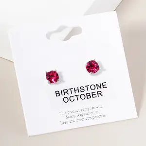 Small Dark Rose Stud Earrings | October Birthstone Earrings | Little Girl Earrings | 615909